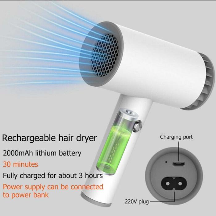 Hair Dryer Cordless Tanpa Kabel Portable Untuk Pengering Rambut