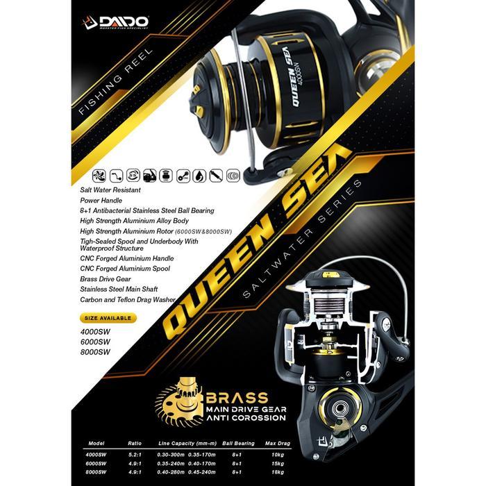 Reel Daido Queen Sea Saltwater Resistance Ukuran 4000 6000 8000