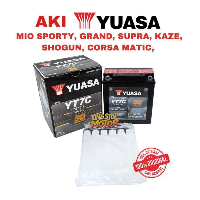 Ready Aki Kering Yuasa YT7C YB5L-B MF Cocok Untuk Supra X Lama, Vega R, Smash, Kaze Original Ori