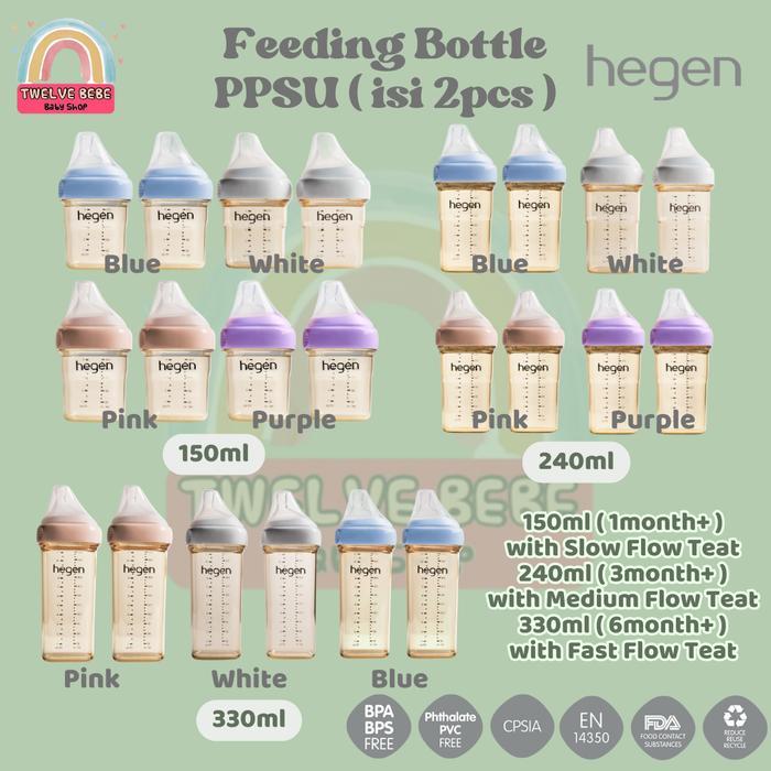 Hegen Feeding Bottle isi 2pcs 150ML 240ML 330ML / Botol Susu Bayi Baby Newborn
