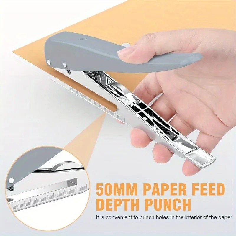 Heavy Duty Single Hole Punch Hole Puncher 25 Sheets Capacity Paper Punch for Paper ID PVC Cards