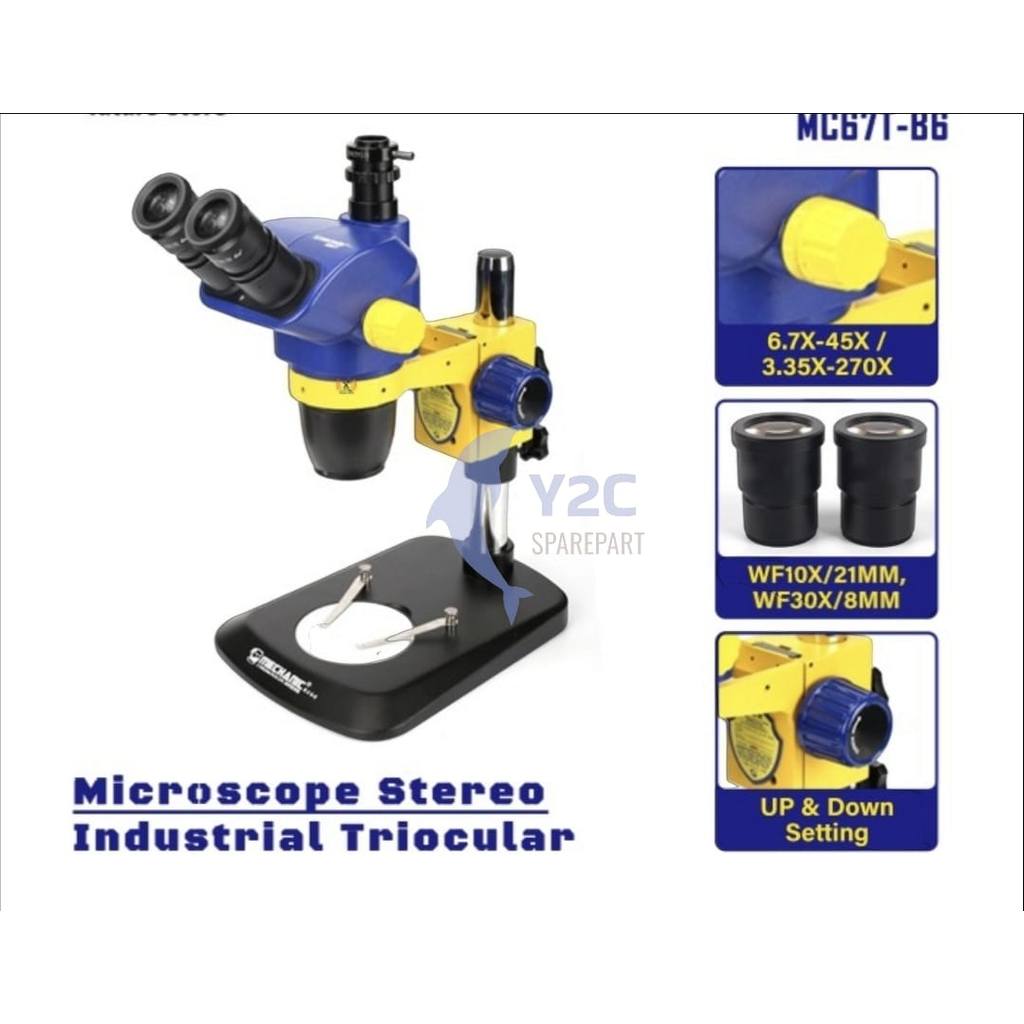 MIKROSKOP MECHANIC TRINOCULAR STEREO MC67T-B6 / MICROSCOPE / ALAT SERVIS SERVICE HP