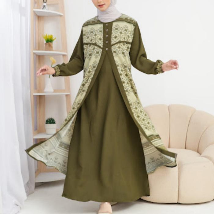 Gamis Wanita Polos Jumbo Mixx Brukat Motif Bahan Crinkle Airflow Nyaman By Azka Collection