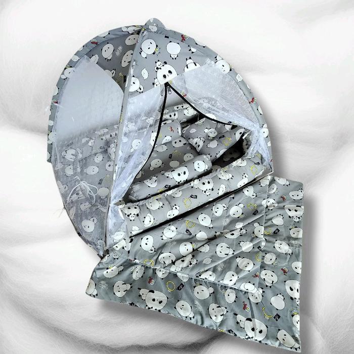 Kasur Kelambu Serut Set Slimut Bayi Kasur Serut Perahu Motif Karakter Uniseks Anak-Anak Cewek Cowok