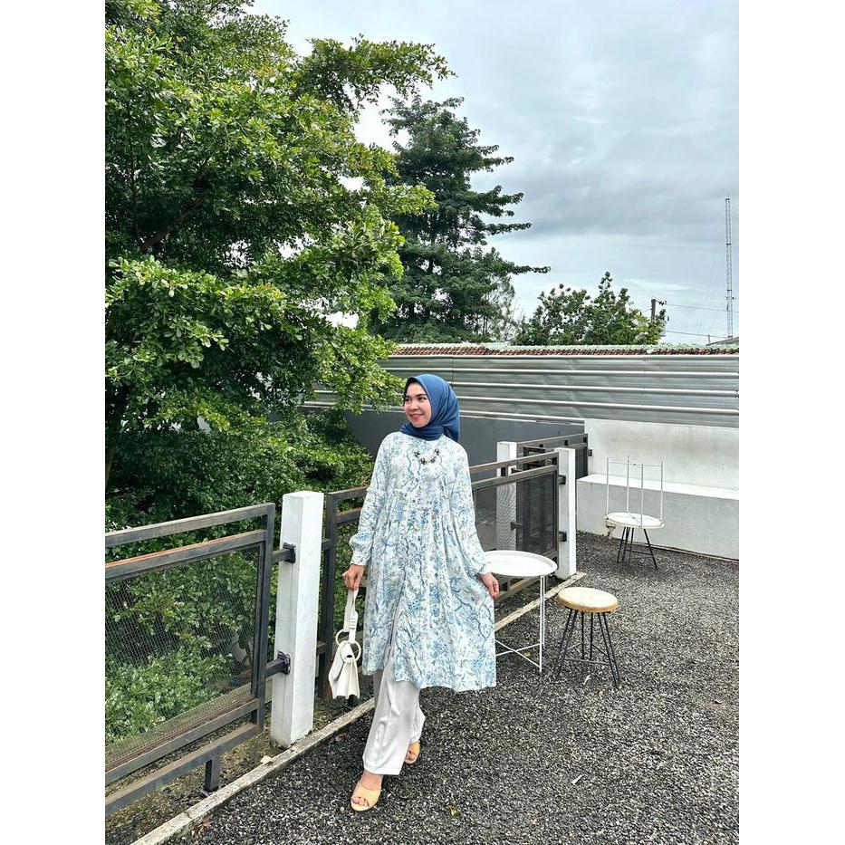 Best Seller Ameena Tunik Jumbo / Tunik Rayon / Tunik Motif / Tunik Jumbo Balon Kancing Muslim