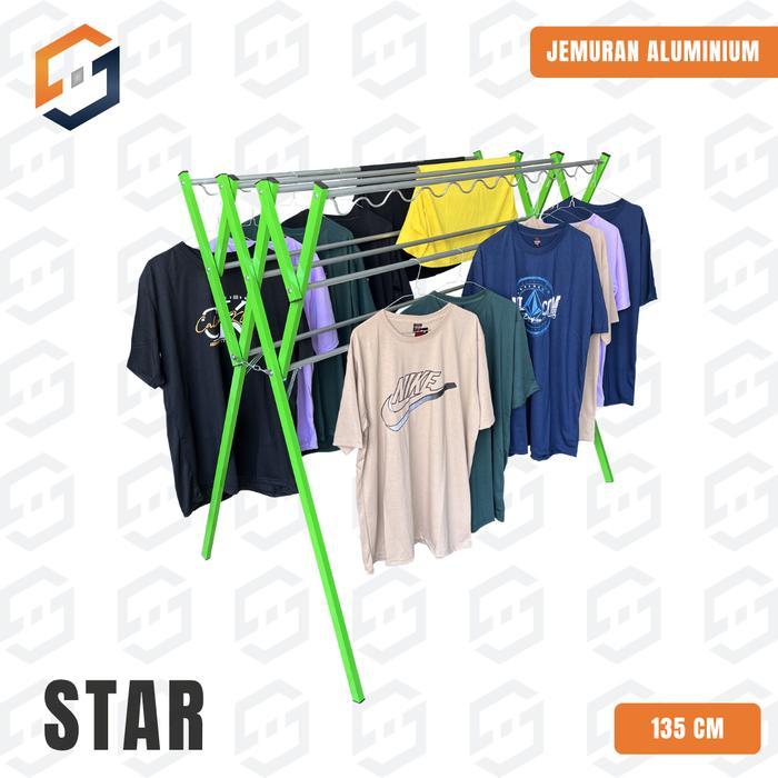 [Gj] Star - Jemuran Baju / Jemuran Pakaian / Jemuran Aluminium / Jemuran Handuk Warna - 135 Cm /