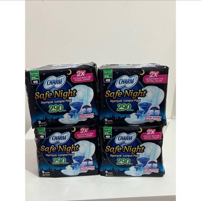 4 Pack pembalut Charm night 29cm (36 lembar) pembalut wanita bersayap anti tembus