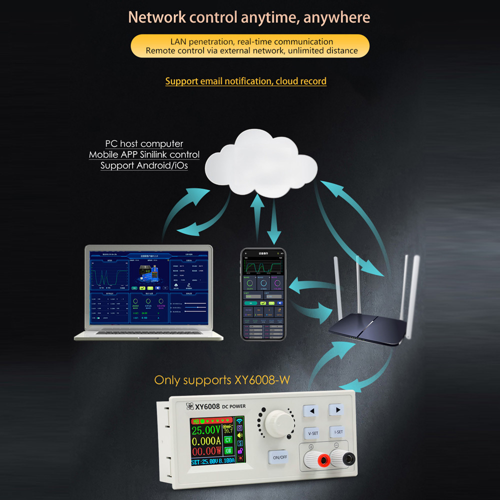XY6008 XY6020 DC Regulated Power Supply 60V Maintenance Step-down Module TTL/WIFI Connected LCD