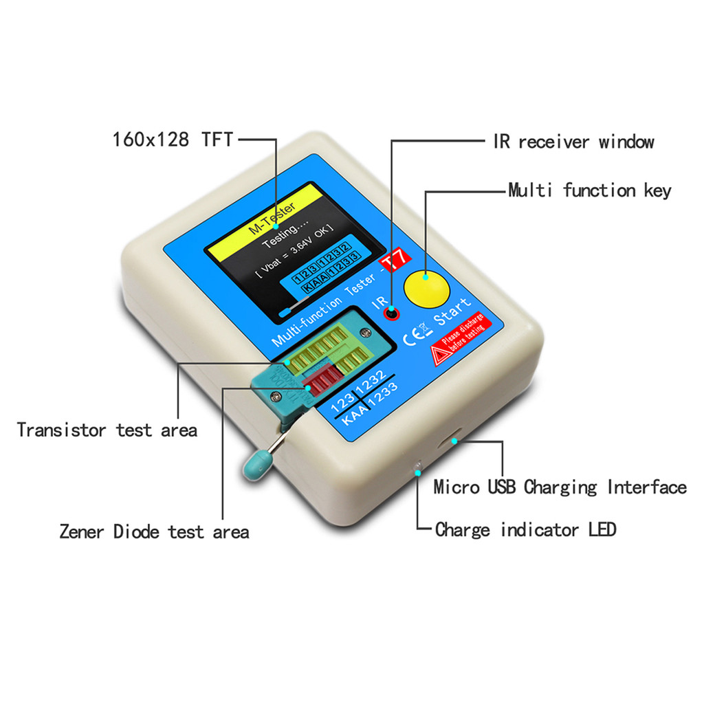 New Transistor Tester LCR-T7/LCR-TC3 TFT Diode Triode Capacitance Meter LCR ESR Meter NPN PNP MOSFET