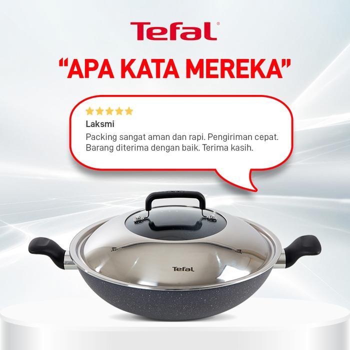 Tefal Wajan Kuali Penggorengan Anti Lengket Natura Wokpan 34cm + Tutup