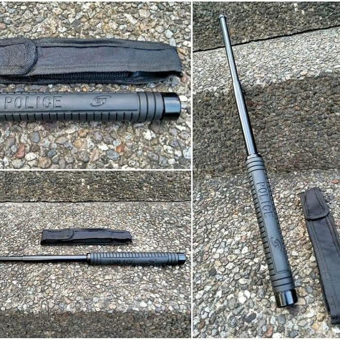 (PRODUK BARU) BATON STICK POLISI POLICE TONGKAT BESI POLISI HITAM Bisa COD Murah Laris Siap kirim
