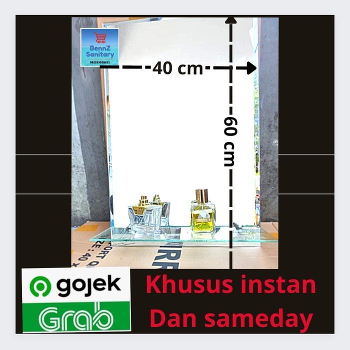 kaca cermin wastafel kotak dengan plangset / kaca cermin tembok ketebalan 5 mm