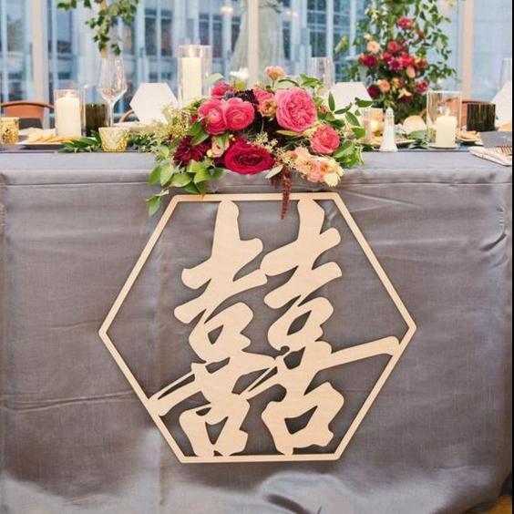 Backdrop Sign Shuang Xi Hexagon Backdrop Sangjit Double Happiness
