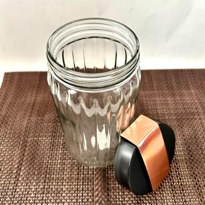 Herevin Toples Canister Kaca Ulir Tutup Plastik