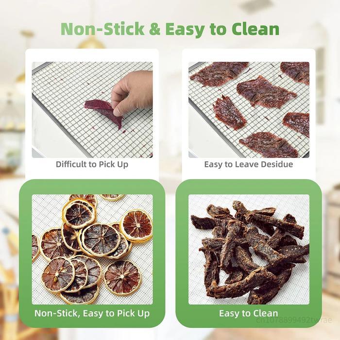 10PCS SILICONE DEHYDRATOR SHEETS 15.7X15.7 INCH PREMIUM NON-STICK MESH MAT FRUIT FOOD DEHYDRATOR