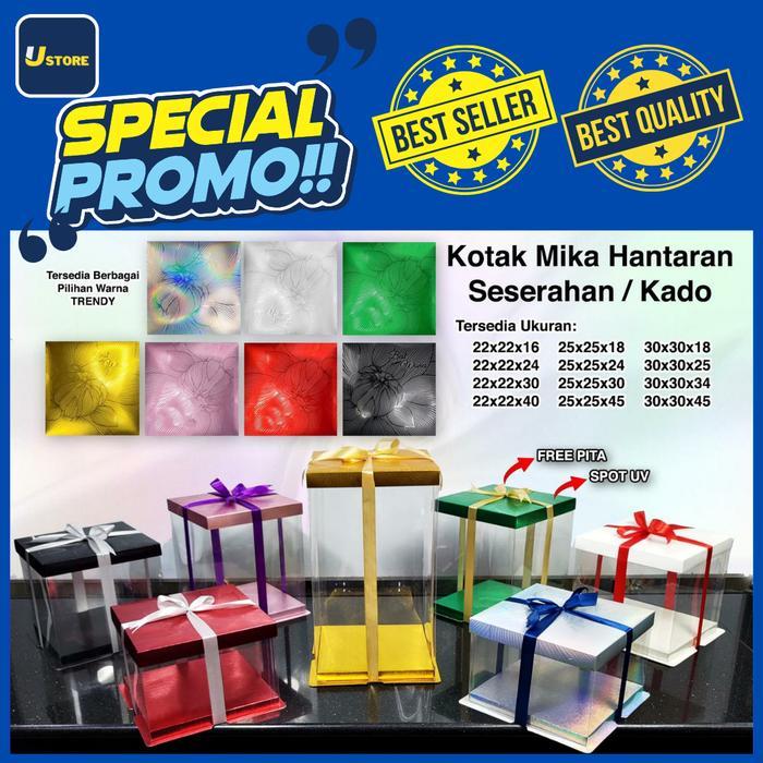Cake Box Mika Dus Kue Kotak Kue Box Mika Gift Box Kotak Kado Kotak Hantaran Mika Pet Transparant