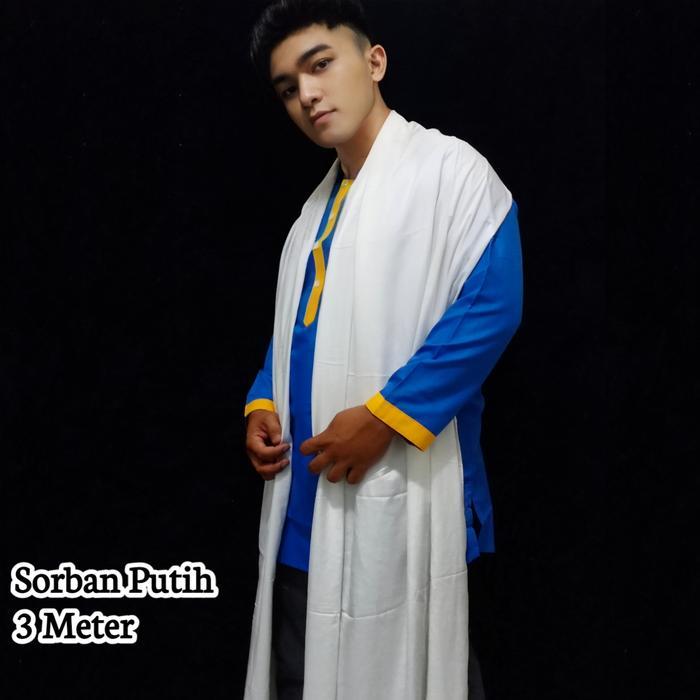 sorban rayon putih panjang 3meter lebar 1meter sorban habib ustadz