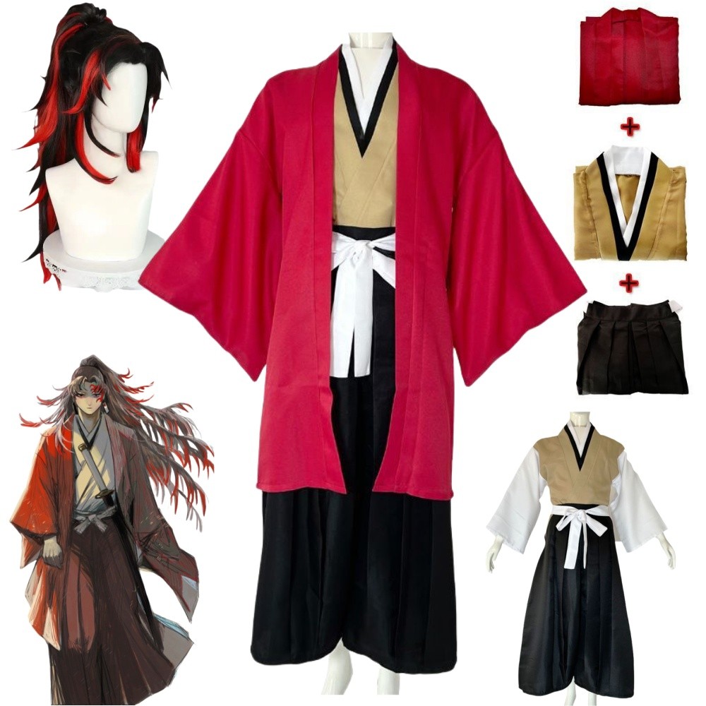 Anime Tsugikuni Yoriichi Cosplay Costume Wig Halloween Party Kimono