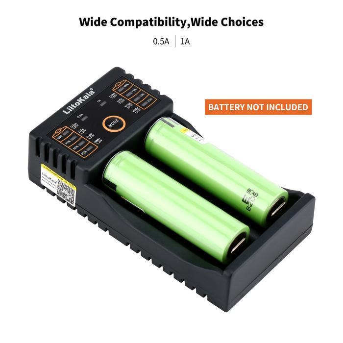 Liitokala Lii-202 Charger Baterai 2 Slot 18650 26650 Usb C Powerbank