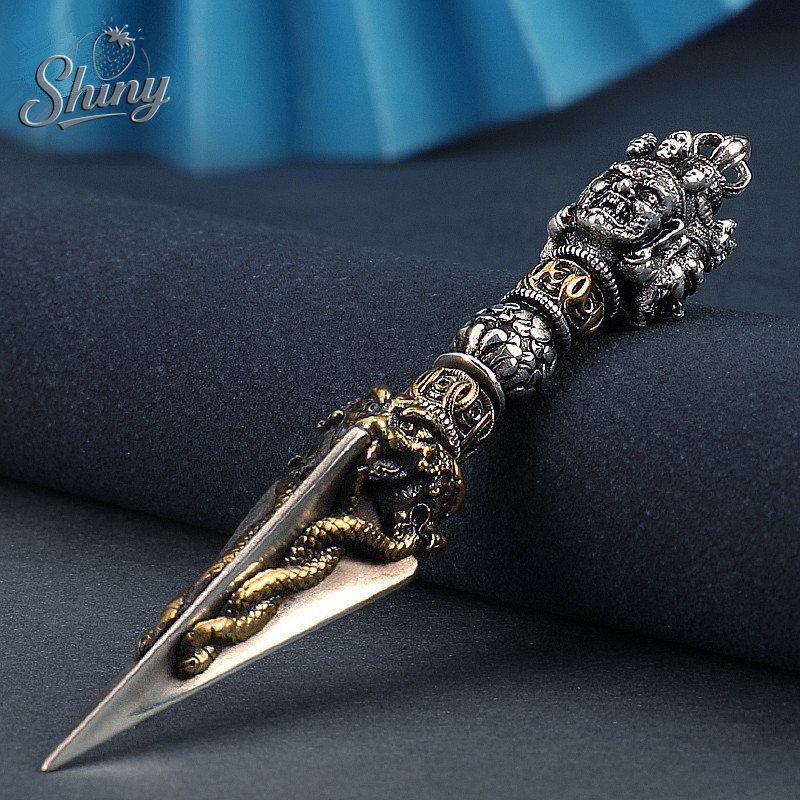 6.7cm Nepal Tibetan Brass Copper Vajra Buddhist Supplies Necklace Accessories Gift Collection