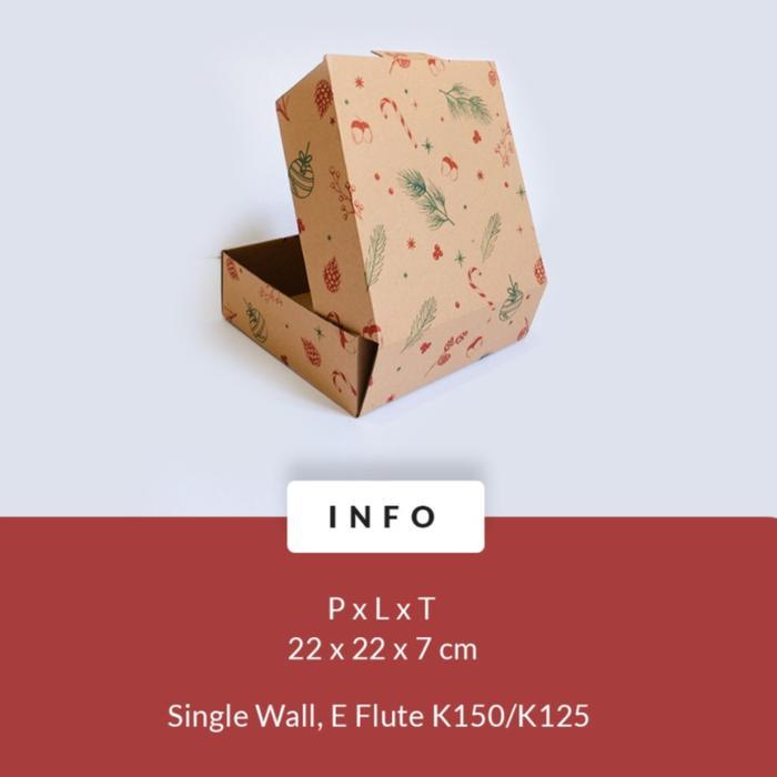 Stok Baru (5 Pcs) Kotak Kue Box Cake Dus Lapis Legit Dus Natal 22x22x7cm