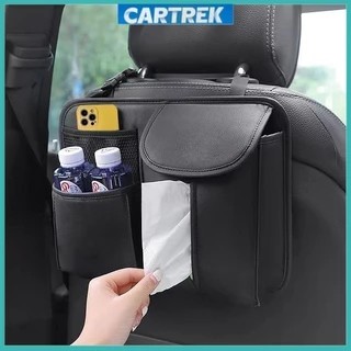Kulit PU Tas Penyimpanan Mobil Multifungsi Premium / Tas Jok Mobil Tempat Tisu / Penyimpanan Belakan