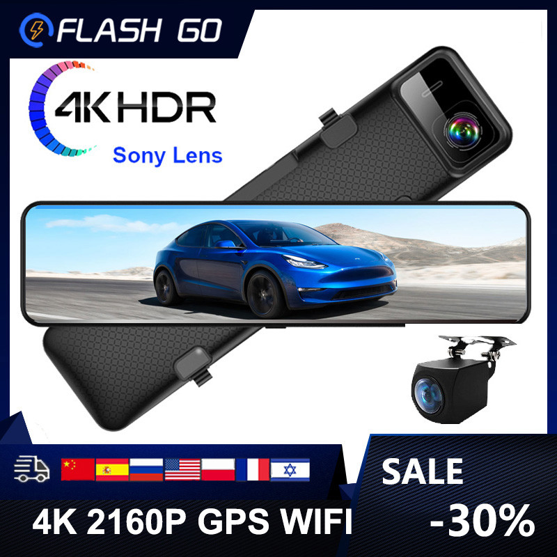 Car Dvr 4K WIFI GPS Rear View Camera Mirror Recorder 12 Inch Dash Cam Video Track S00ny IMX415 Ultra
