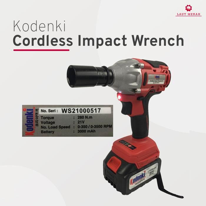 KODENKI IMPACT WRENCH CORDLESS MESIN ALAT BUKA BAUT BATERAI BRUSHLESS CIW101