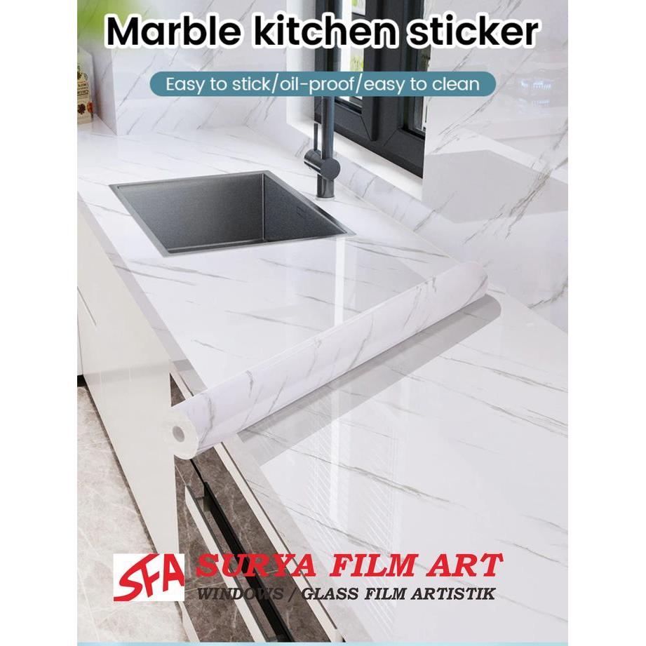 "New" stiker motif marmer stiker dapur lemari stiker marmer