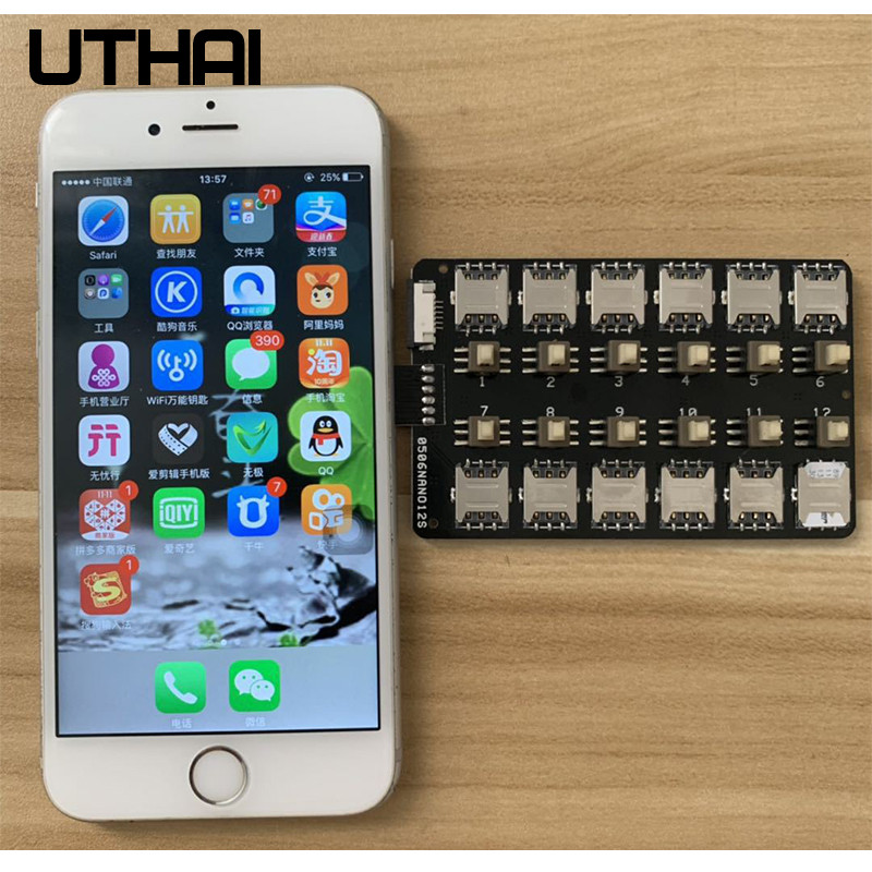 T13 12 Card Slot SIM Card Adapter Multi SIM Card Reader for Android Smartphone Mini SIM Nano Sim