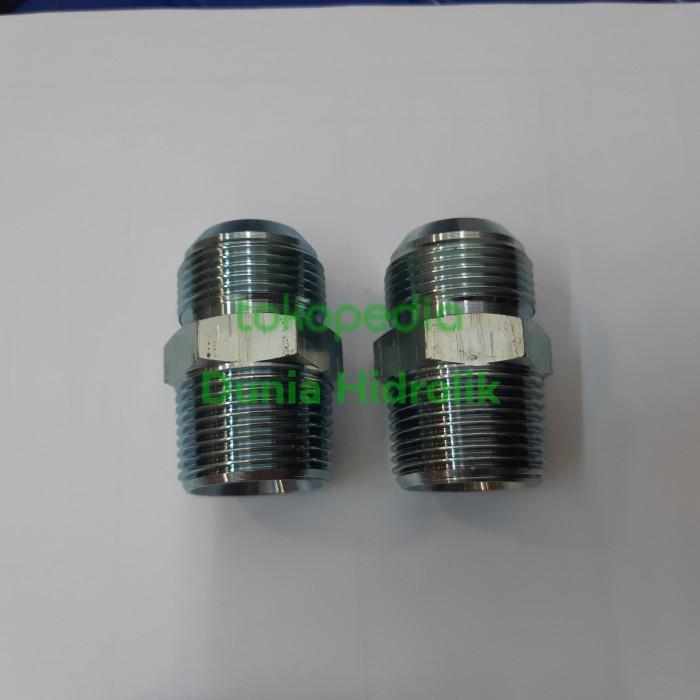 Dobel Nepple 1 1/4 Npt X Jic / Nepple Hidrolik 1-1/4 Npt X Jic