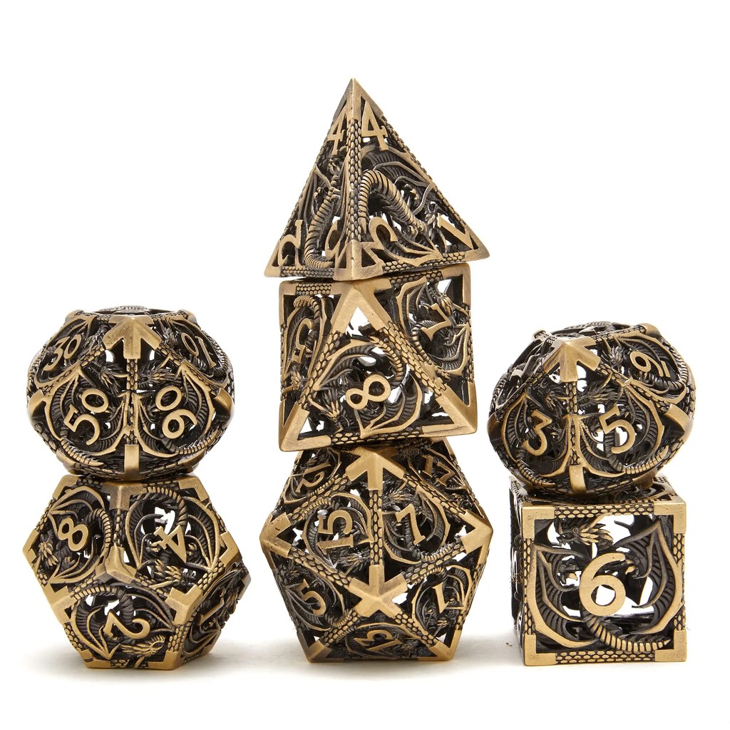 MINI PLANET Hollow Metal Dice Set DND Octopus Polyhedron Dice RPG Board Game Pathfinder Metal Dice