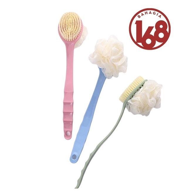 Shower Puff + Sikat Gosok Punggung Gagang Panjang Spons Mandi 2 Sisi Anak