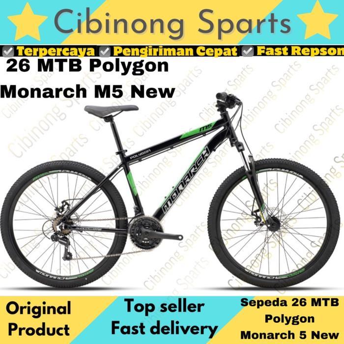 Sepeda Gunung MTB 26 Polygon Monarch 5 Alloy Alluminium New - Hitam Hijau