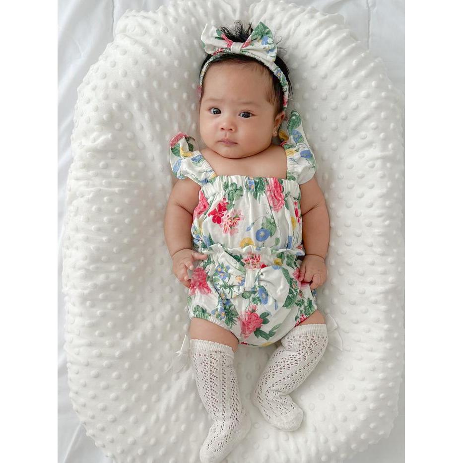 Best Seller Setelan Zee By Maybee Oneset Dress Bayi Newborn 3 In 1 Include Headband 0-15 Bulan