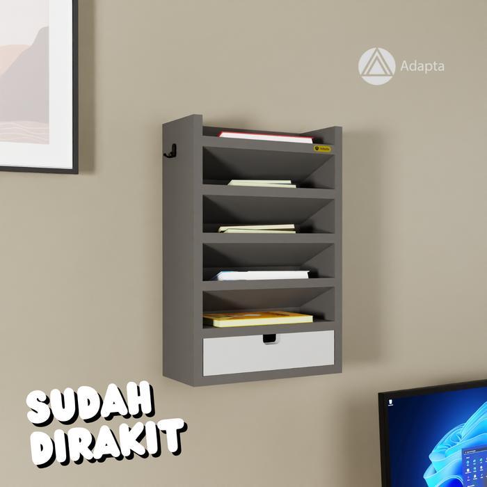 Adapta - Rak Berkas & Mail Organizer Dinding dengan Laci dan Gantungan Kunci Ruang Kantor Minimalis