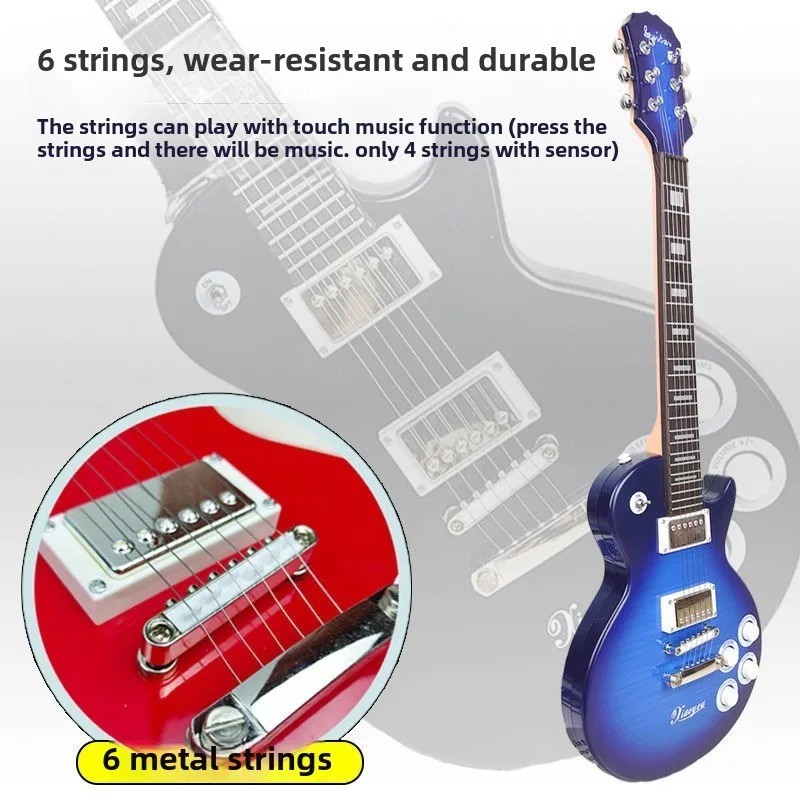 Children's electric guitar toy, small guitar bass music 6-string beginner instrument - rechargeable