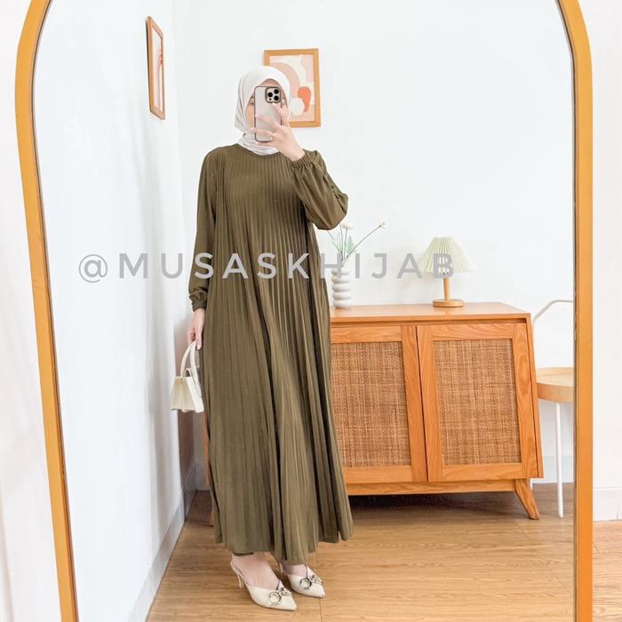 zeni GAMIS PLISKET LENGAN PANJANG / BAJU GAMIS PLISKET POLOS GAMIS DG03