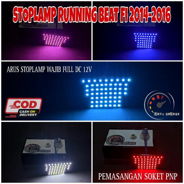 Lampu LED Stop Stoplamp Mode Running Khusus Beat FI 2014-2016 Tinggal Pasang Motor 8 Mode Otomatis