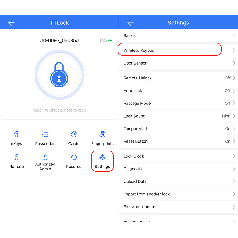 TTLOCK Wireless Digital Keypad Work With TTLOCK Bluetooth Smart Devices Fingerprint Lock