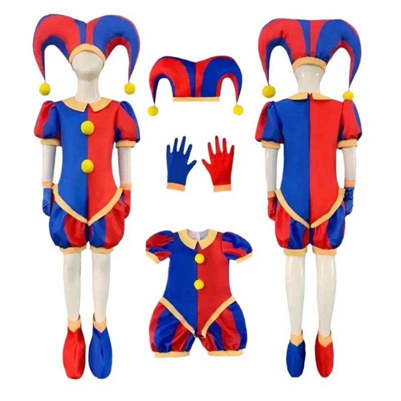 Pomni Cosplay Jumuit With Hat Ashoes Cover Gloves Magical Virtual Circus Outfits For Halloween