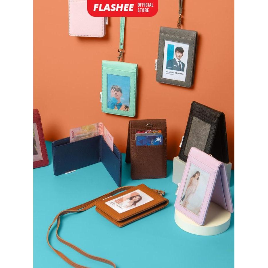 "New" Flashee Lanyard Kulit Magnet ID Card Holder Tabby Lanyard Magnet Name Tag Kulit Termurah