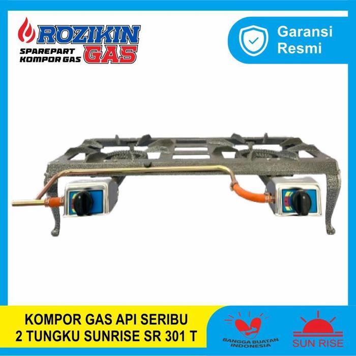 Kompor Gas Api Seribu Dua Tungku Sunrise Sr 301 T 2 Meja Besi cor