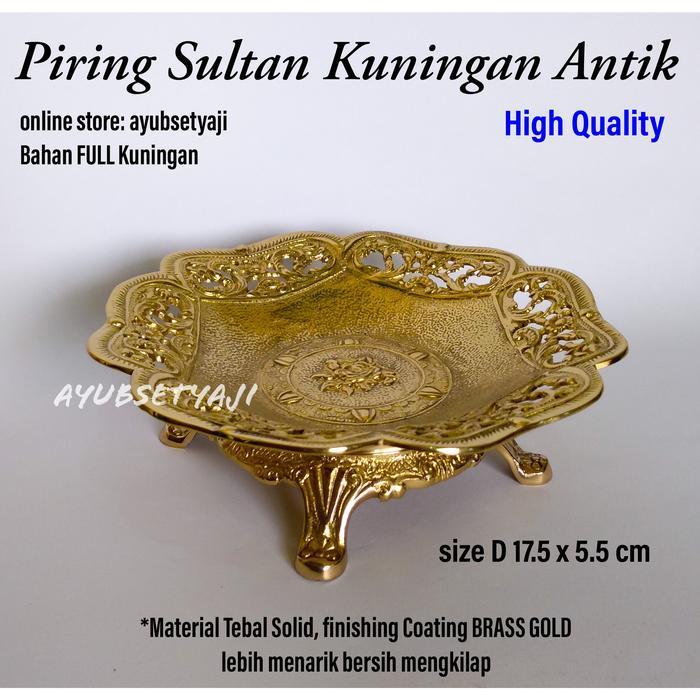 Piring Kuningan Sultan Dekorasi piring Hias antik Cawan mangkuk mewah