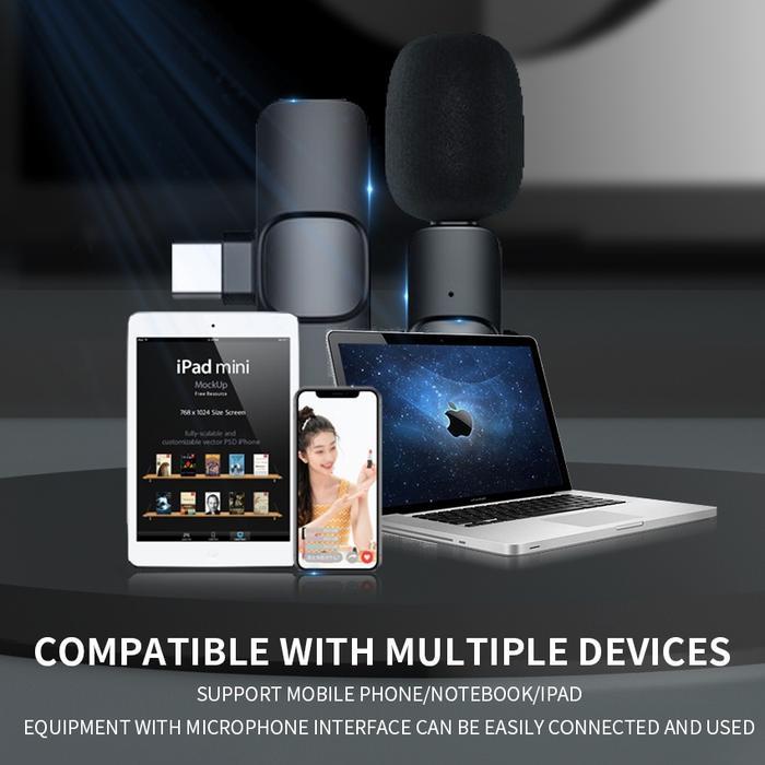Wireless Microphone Iphone Lightning Mic Lavalier Hp Vlog Live Youtube