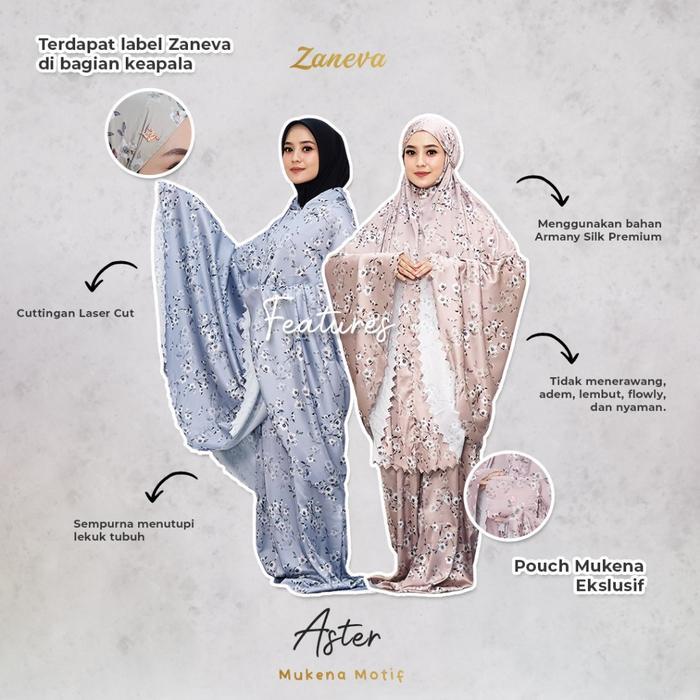 TERLARIS Zaneva - Mukena Motif Armany Silk Aster Songket Zaneva Mewah Printing READY STOCK