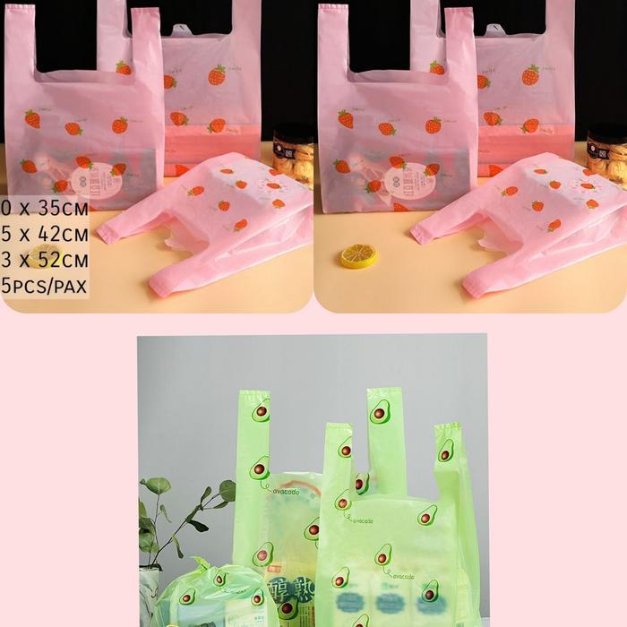 25pcs PLASTIK TENTENG MOTIF BUAH KANTONG HADIAH LUCU KEKINIAN