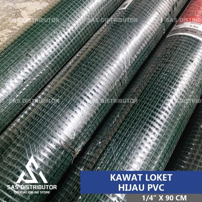 (Roll) Kawat Loket PVC Hijau 1/4" x 90 cm / Kawat Ram Hijau 1/4" x 10 meter / Kawat Pagar Tanaman