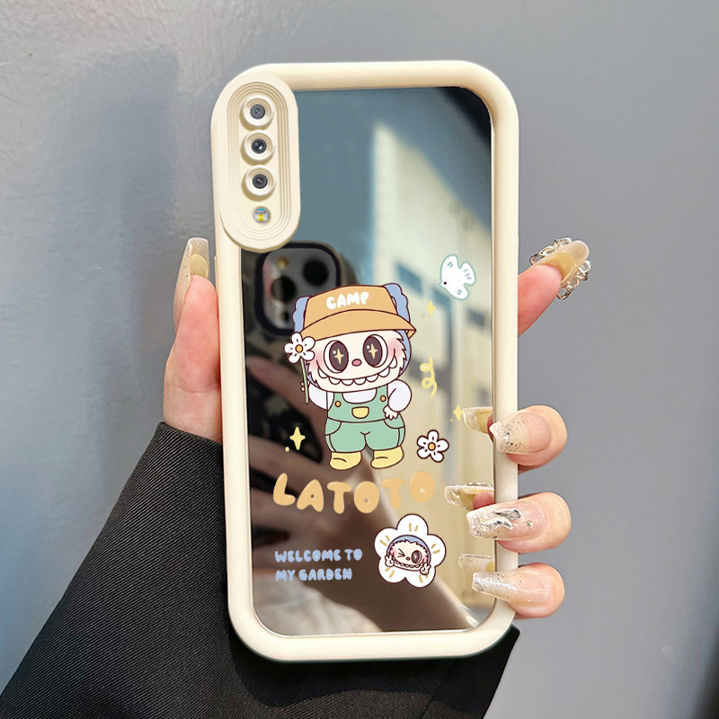 Casing Hp Untuk Samsung Galaxy A7 2018 Case Flower Doll Kasing silikon Mirror Cesing keras Tahan lam