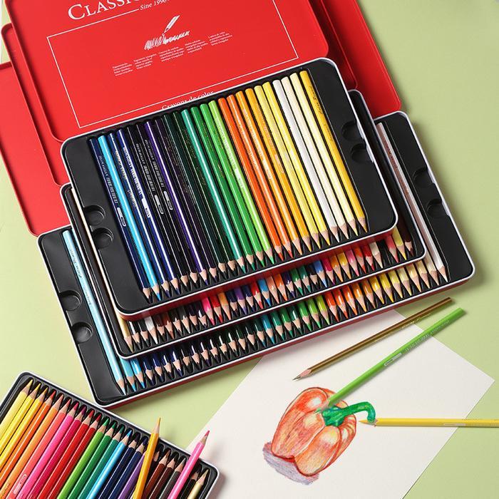 Giorgione 36/72 Warna Pensil Warna Minyak Pensil Segitiga Berongga Khusus untuk Menggambar Kartun